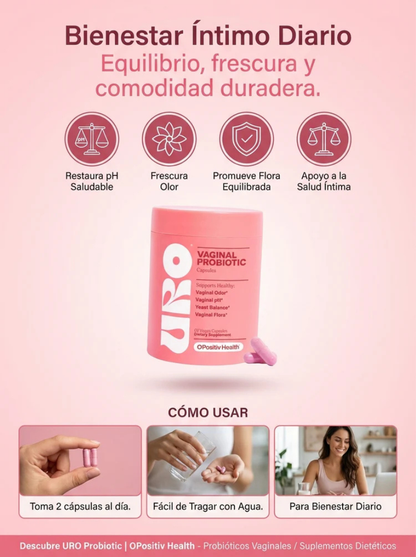 URO — Probióticos Vaginales 60 cápsulas | Apoyo para flora íntima y bienestar urinario