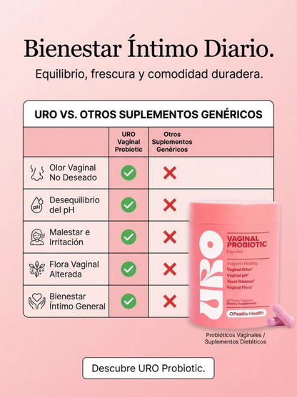 URO — Probióticos Vaginales 60 cápsulas | Apoyo para flora íntima y bienestar urinario