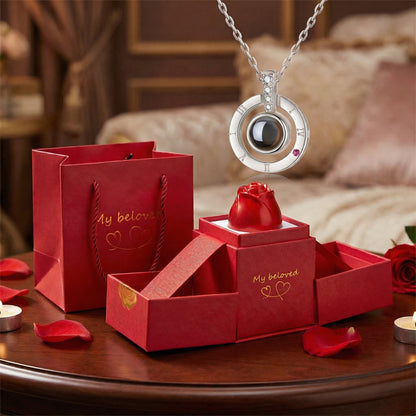 Collar Te Amo 100 Idiomas + CAJA ROSA REGALO